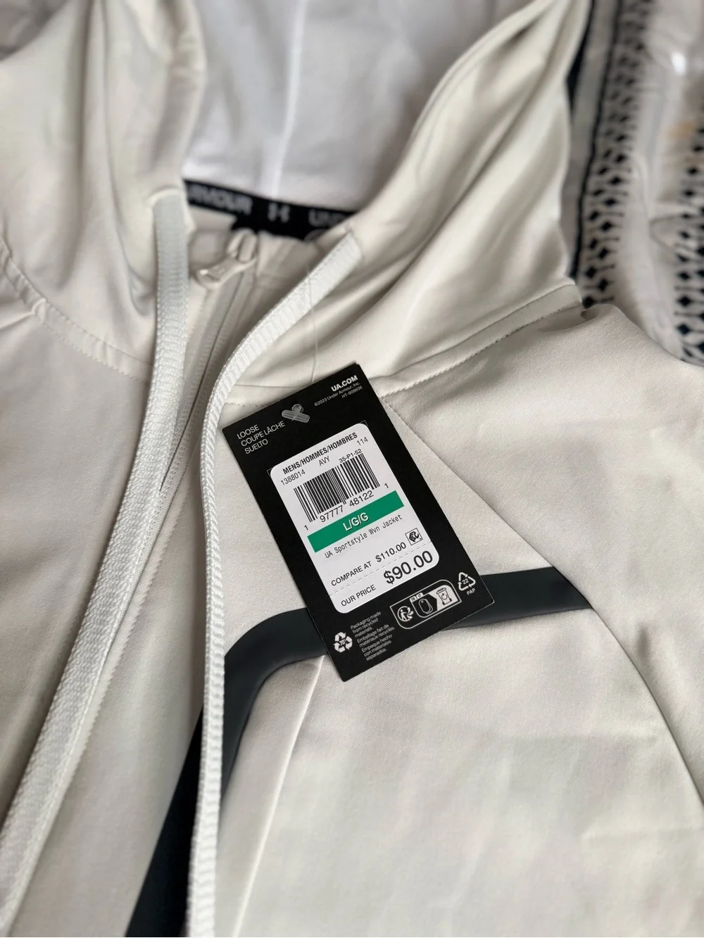 Under Armour White Hooded Full-Zip Performance Jacket with Black Accents